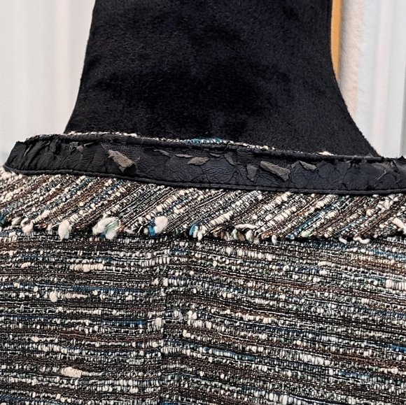 XOXO Sparkly Jacket With Vegan Leather & Frayed Details   Size L - Picture 3 of 9